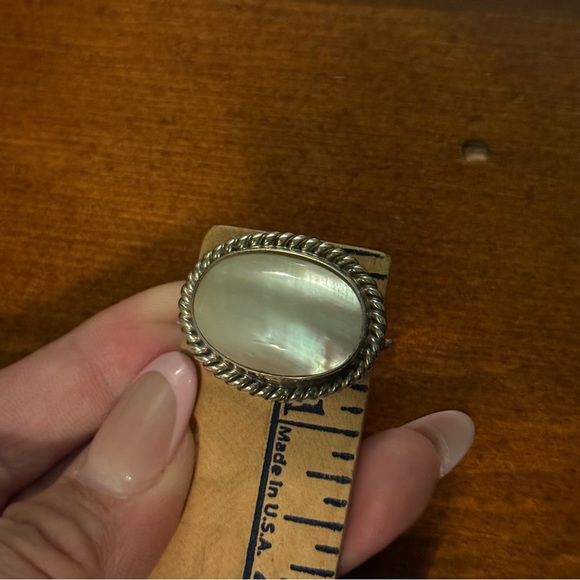 Vintage Navajo NakaiSterling Earrings white Mother Of Pearl